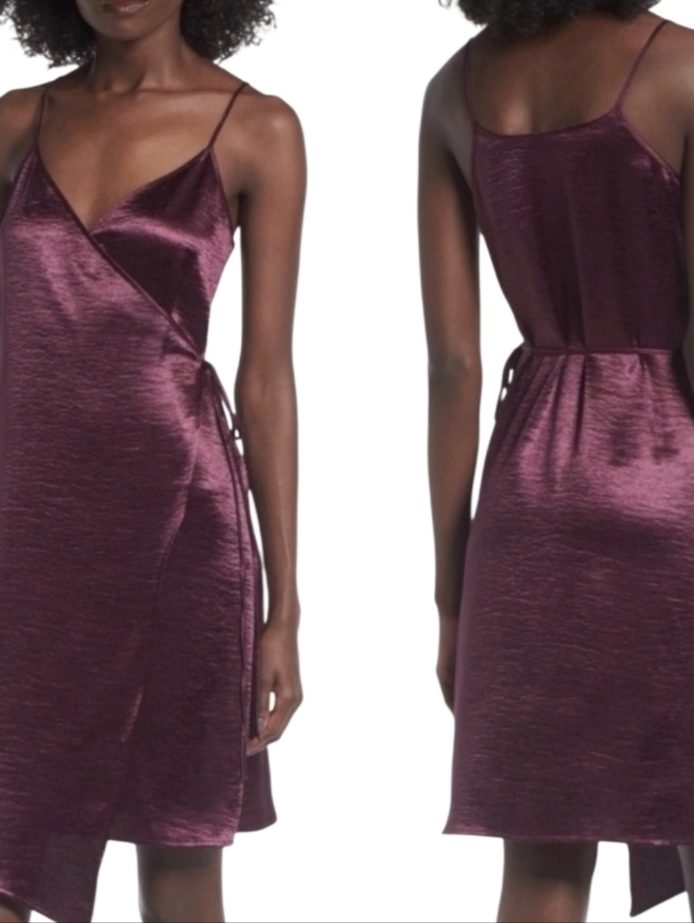 Leith Purple Textured Satin Asymmetrical Wrap Slip Dress Size M - Picture 3 of 8